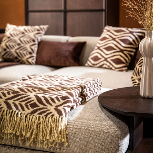 Hoii plaid Alexandra - 150x200 cm - Geometrisch - Bruin