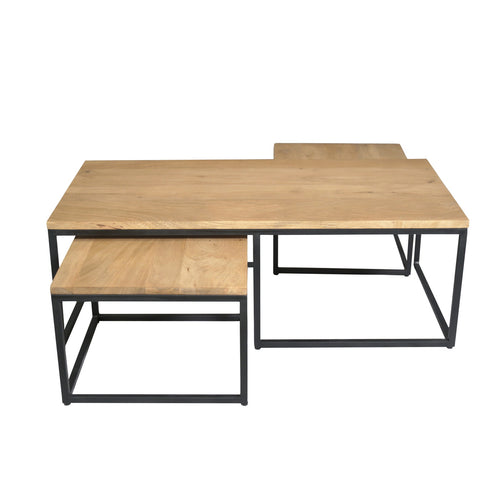 Starfurn Salontafel Dakota - Rechthoekig Naturel Hout - Set van 3