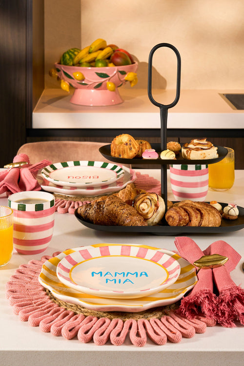 Mica Decorations Bliss Serviesset - 6-delig - Steengoed - Roze, Geel, Groen - vtwonen shop