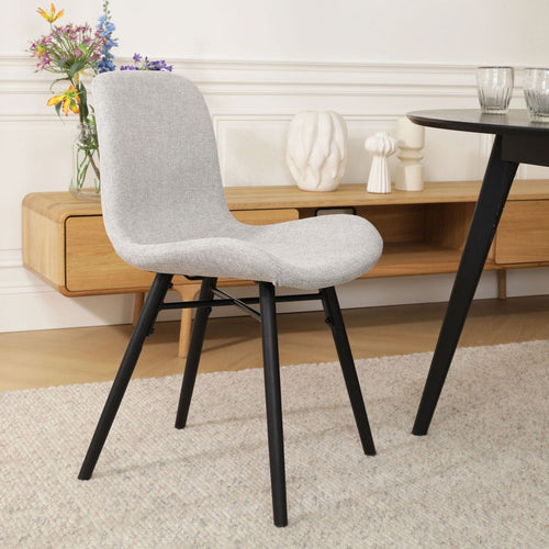 Nolon Nena-Fé Eetkamerstoel Lichtgrijs - Zwarte Houten Poten - vtwonen shop