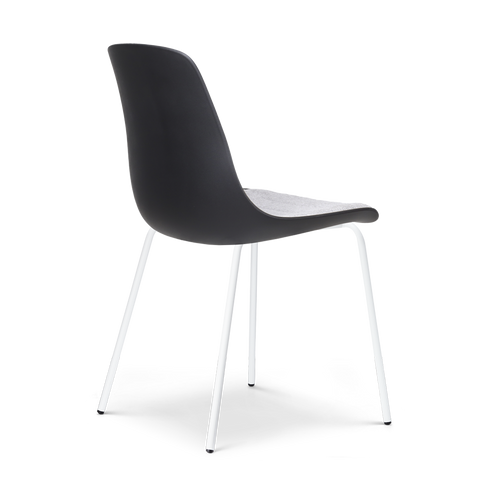 Nolon Nora-Liv Eetkamerstoel Zwart - Lichtgrijs Kussen - Witte Poten - vtwonen shop