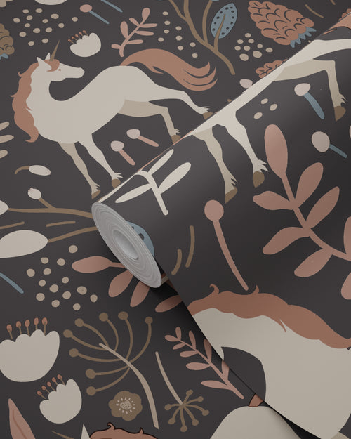 ESTAhome behang unicorns donkerblauw en bruin - 50 x 900 cm - 131462 - vtwonen shop