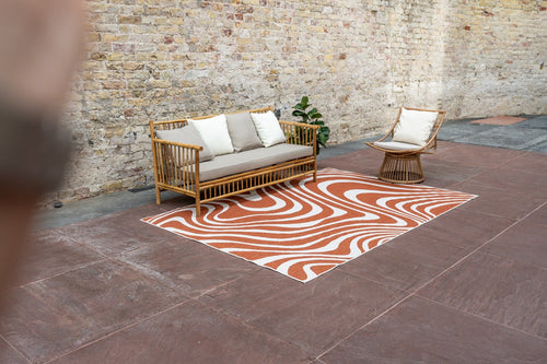 Interieur05 Buitenkleed Swirl Rechthoek - Roest - Dubbelzijdig - 240 x 340 cm - vtwonen shop