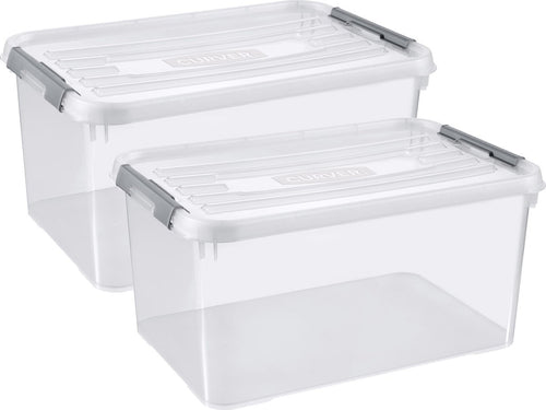 Curver Handy+ Opbergbox - 50L - 2 stuks - Transparant met deksel
