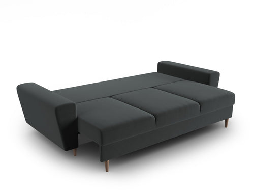 Cosmopolitan Design Slaapbank met opbergdoos Kyoto 3-zits, flueel donkergrijs - 100x235x88cm