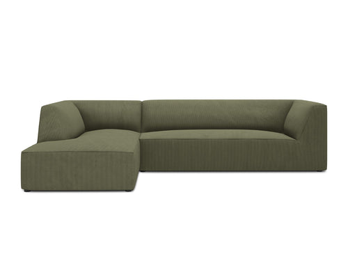 Micadoni linker hoekbank Ruby 4-zits, ribfluwelen, groente - 180x273x69cm