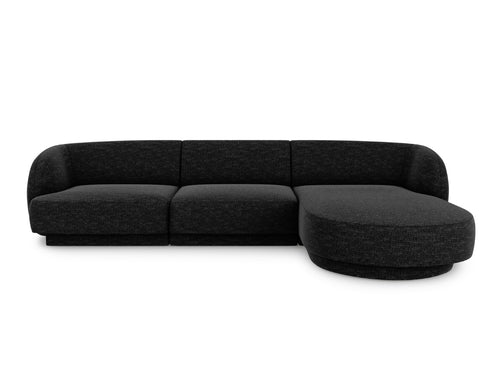 Micadoni rechter hoekbank Miley 4-zits, structurele stof antraciet - 156x255x70cm