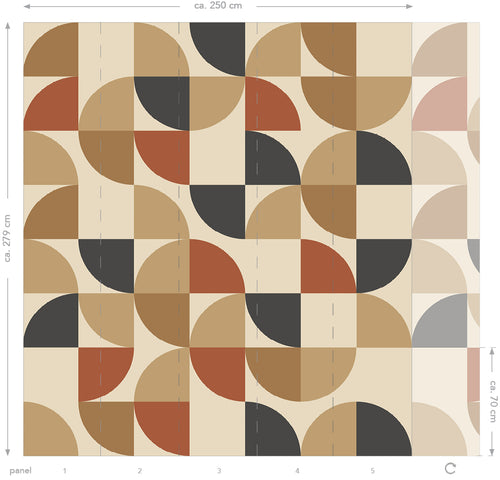 ESTAhome fotobehang geometrische vormen beige, terracotta en antraciet grijs - 250 x 270 cm - 159389 - vtwonen shop