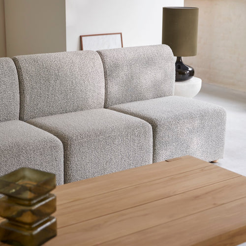 Tikamoon Modulaire 3-zitsbank van massief acacia en grijze stof - Grijs - vtwonen shop