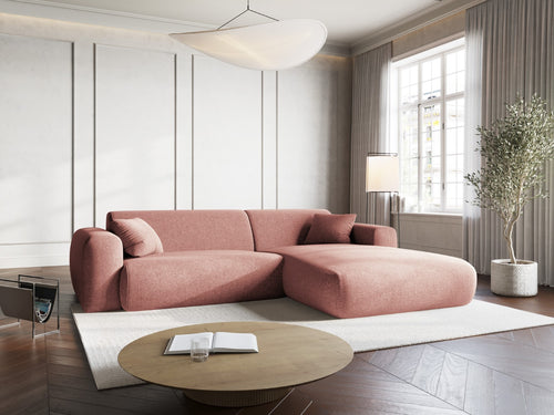 Cosmopolitan Design rechter hoekbank Nolio 4-zits, chenille, roze - 170x235x72cm
