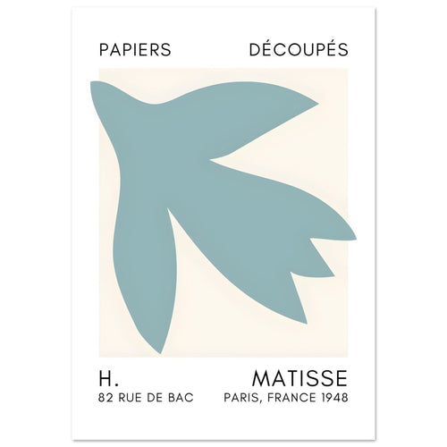 Artfulprints Poster met Lijst Matisse – Shapes in the air turquoise   - 30x40 cm - Turquoise