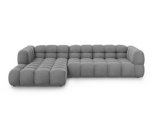 Cosmopolitan Design Modulaire hoekbank links Sky 4-zits, flueel, lichtgrijs - 162x300x70cm