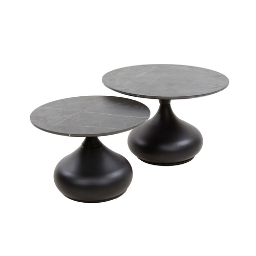 Giga Meubel Salontafel Drop Shape - Zwart Hout - Set van 2 - 60x60x40cm - vtwonen shop