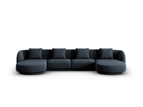 Cosmopolitan Design Panoramische bank Tulum 5-zits, chenille, koningsblauw - 156x330x70cm