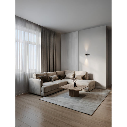 Nova Luce PARON Up & Down wandlamp Sandy Black, gouden LED 6W 326lm 3000K