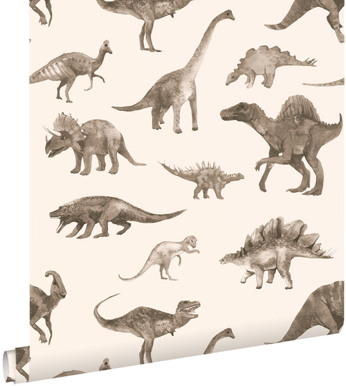 ESTAhome behang dinosaurussen beige - 50 x 900 cm - 131204
