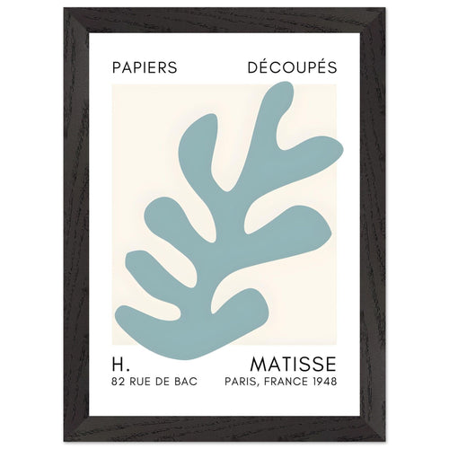 Artfulprints Poster met Lijst Matisse – Ocean petals turquoise   - A4 21x29.7 cm - Turquoise