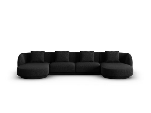 Cosmopolitan Design Panoramische bank Tulum 5-zits, chenille, zwart - 156x330x70cm