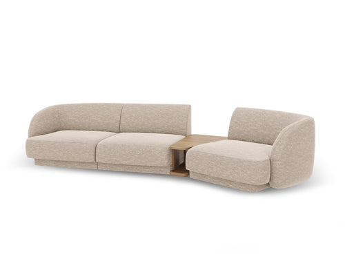 Micadoni - Rechte modulaire bank "Miley" 3 zitplaatsen, chenille, beige - 126x303x70cm