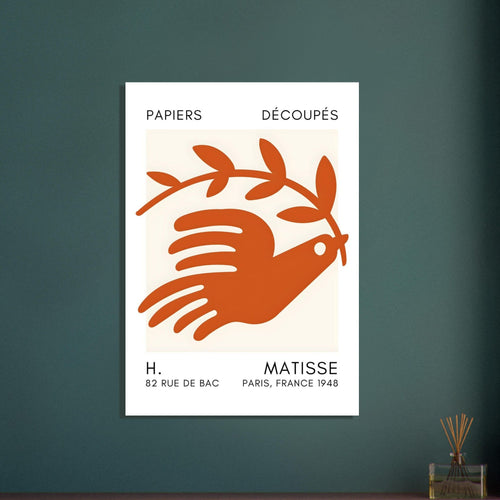 Artfulprints Poster Matisse – Peace dove orange   - 50x70 cm - Oranje
