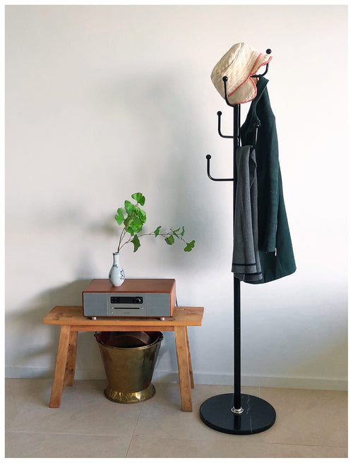 Furnilux Kapstok - Staand - Metaal/Zwart - Marmeren Voet - 37x176 cm