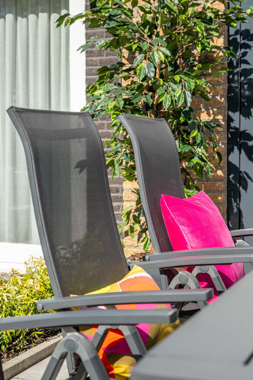 Garden Impressions Osaka verstelbare tuinstoelen set van 4 – carbon black / dark grey