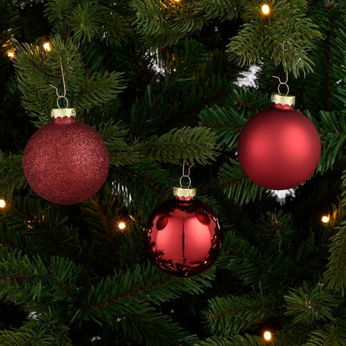 Mica Decorations Kerstballen - 26 Stuks - Ø7 cm - Glazen Ballen voor de Kerstboom en Kerstversiering - Met Piek voor de Top - Glimmende en Glitter