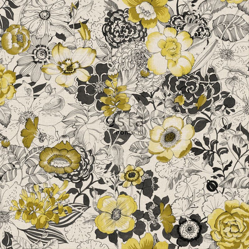ESTAhome behang bloemen okergeel en beige - 53 cm x 10.05 m - 138506