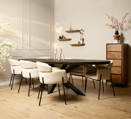 StarFurn Eettafel Brandy - Ovaal Zwart Mangohout - 240x110x76cm