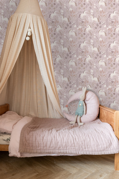 ESTAhome behang unicorns mauve paars - 53 cm x 10.05 m - 131232 - vtwonen shop