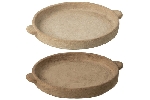 J-Line bord Rond - cement - beige/bruin - large - set van 2