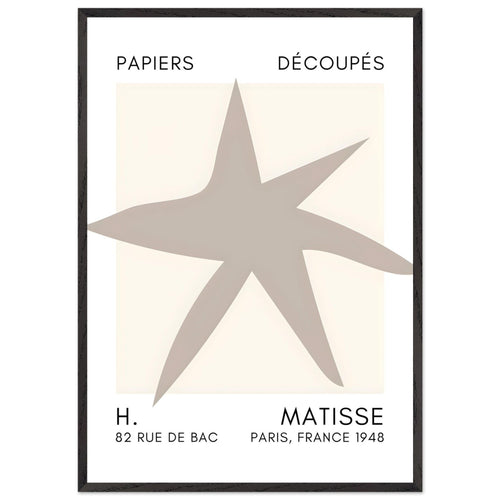Artfulprints Poster met Lijst Matisse – Star of the sea grey   - 70x100 cm - Grijs