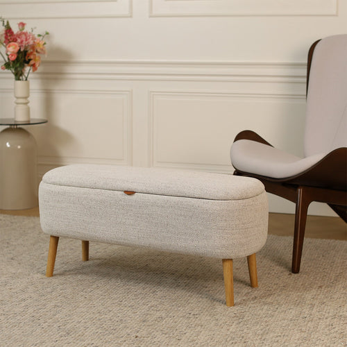 Nolon Juna bankje met opbergruimte beige melange  - 95 x 37 cm