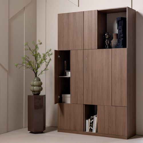 WOOOD vaas Kency - Glas - Groen Met Streep Grijs - 32x23x23