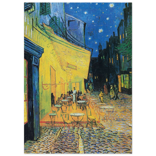 Artfulprints Poster Vincent van Gogh - Caféterras bij nacht   - 50x70 cm - Meerkleurig