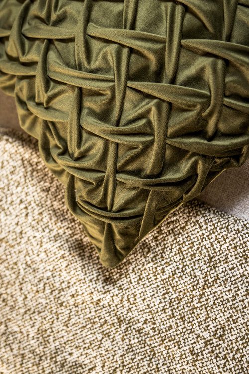 MIRA - sierkussen 45x45 cm - 3D-vlechtpatroon - Mayfly - groen