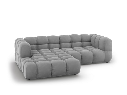 Cosmopolitan Design Modulaire hoekbank links Sky 3-zits, flueel, lichtgrijs - 162x244x70cm