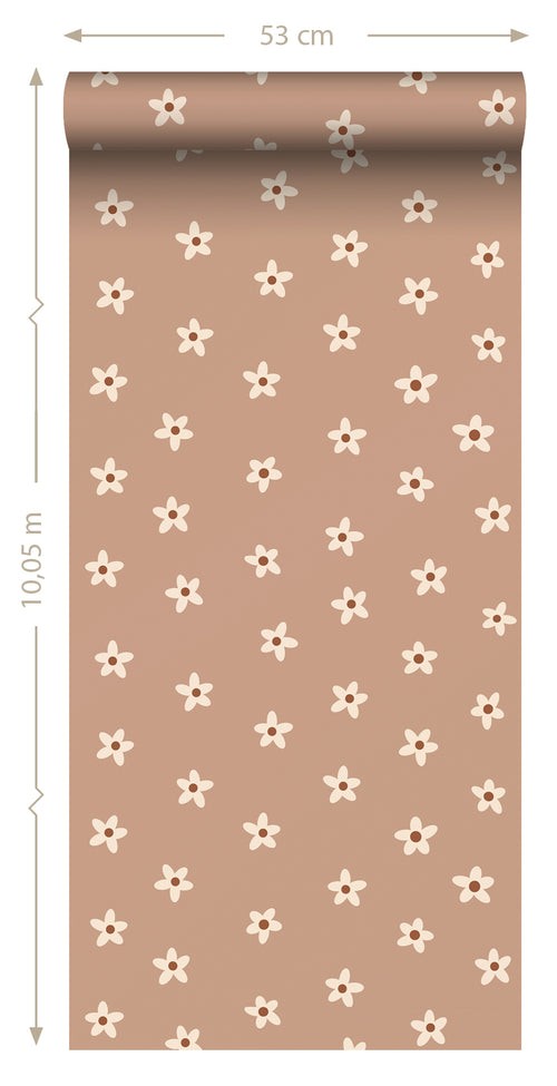 ESTAhome behang madeliefjes terracotta roze - 53 cm x 10.05 m - 131117