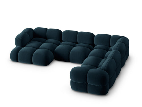 Cosmopolitan Design Panoramische hoekbank rechts Loretto 5-zits, flueel diepe olie - 250x345x68cm