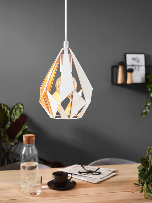 EGLO hanglamp Carlton 1 - 1 lichts - e27 - wit - goud - vtwonen shop