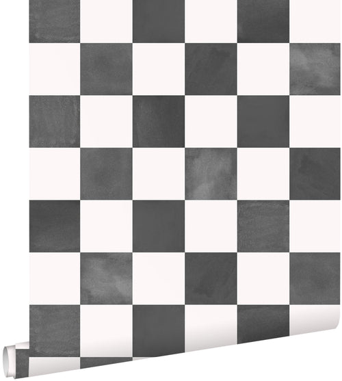 ESTAhome behang geblokt motief zwart wit - 53 cm x 10.05 m - 131285 - vtwonen shop