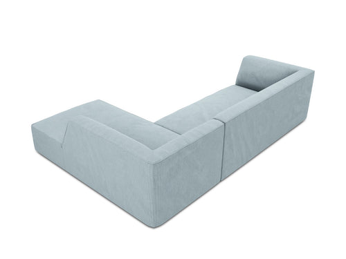 Micadoni rechter hoekbank Ruby 4-zits, ribfluwelen, lichtblauw - 180x273x69cm