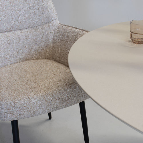 DÉJA Living Eetkamerstoel Zayn - Beige/Zwart - Zithoogte 47cm - Set van 2 - vtwonen shop