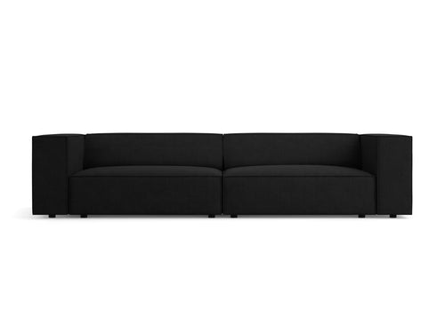 Cosmopolitan Design Bank Arendal 4-zits, chenille met ribbeleffect, zwart - 102x244x70cm