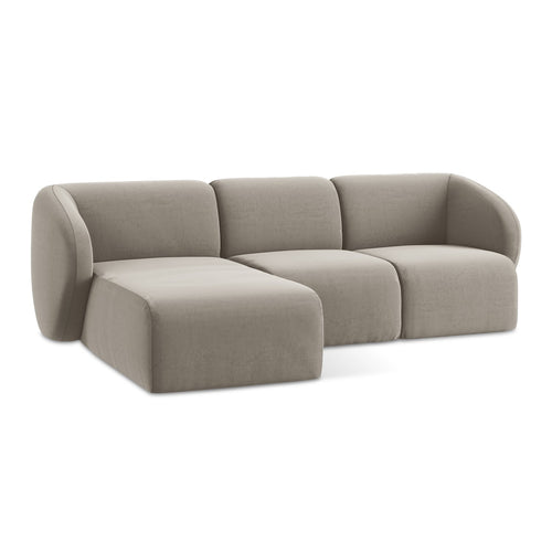 LaMiaSofa hoekbank links Cervo - velours - taupe - 248x166x78
