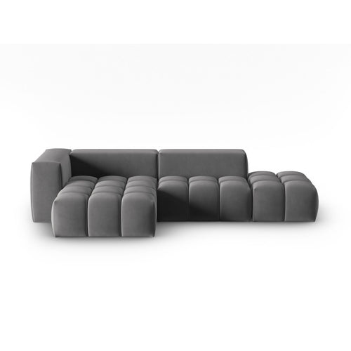 Cosmopolitan Design - Modulaire hoekbank links Verona 4-zits, flueel warm grijs - 145x265x70cm