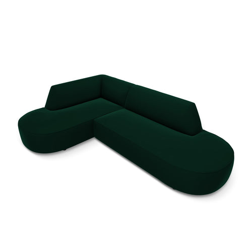 Cosmopolitan Design - Modulaire hoekbank links Siena 4-zits, flueel flessengroen - 180x273x69cm