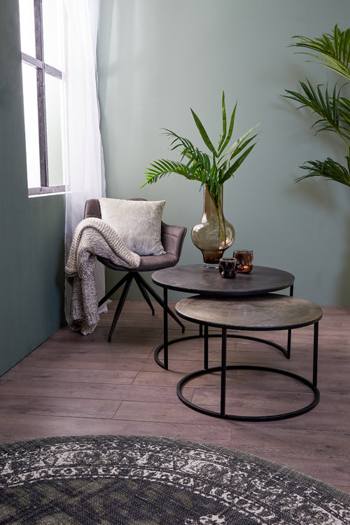 Light & Living salontafel TALCA - Ø75x45cm - zilver - Set van 2 - vtwonen shop