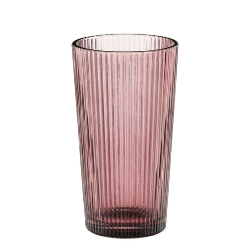 Mica Decorations Grigio Drinkglas Roze - Longdrinkglas met Ribbelstructuur - Glazen Drinkglas voor Water, Sap en Cocktails - Tijdloos Ontwerp - Serie