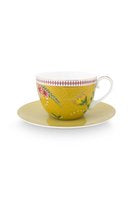 Pip Studio La Majorelle Kop en Schotel - Servies - Set van 2 kopjes en schoteltjes - Geel - 280ml - vtwonen shop